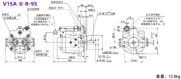 大金柱塞泵V15A ※ RX-95 ,V15A ※ R-95工作原理及外形尺寸图